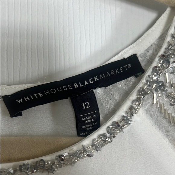 Elegant White Sleeveless Top with Silver bead Accents - Picture 2 of 4